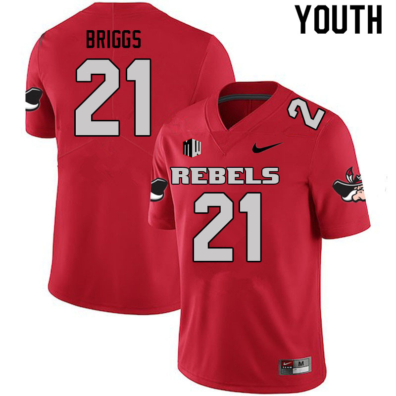 Youth #21 Spencer Briggs UNLV Rebels College Football Jerseys Sale-Scarlet - Click Image to Close